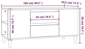 Móvel de TV 102x44,5x50 cm derivados madeira cinzento cimento