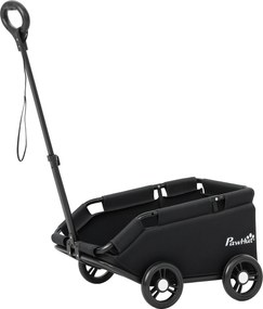 Carrinho para Cães Dobrável Carrinho para Cães Miniatura com Barra de Empurre Ajustável Desenho Aberto 53x45x28 cm Preto
