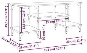 Móvel de TV 102x35x45,5 cm derivados madeira cinzento sonoma