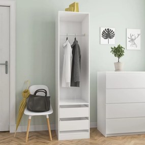 800618 vidaXL Roupeiro c/ gavetas 50x50x200 cm contraplacado branco brilhante