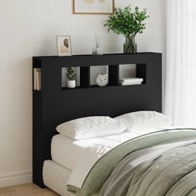 Cabeceira cama c/ LEDs 120x18,5x103,5 cm deriv. madeira preto