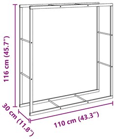 Suporte para lenha 110x30x116 cm aço preto