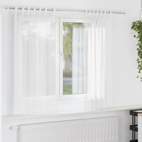 Cortinas de voile com laços 2 pcs branco 140x140 cm