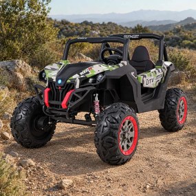 Carro elétrico para Crianças 2 Lugares Buggy SuperStar 2 x 12 V 4x4 Rodas Espuma EVA Assento couro ecológico Camuflado