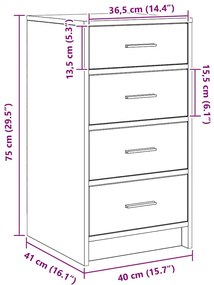 Buffet Cinzento de Concreto 40x41x75 cm Madeira Engenhada