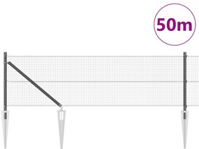 Cerca de Malha Soldada com 13 Postes de Spike Cinza 0.6x50 m Aço