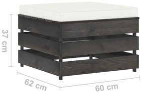 2 pcs conj. lounge jardim + almofadões madeira impreg. cinzento