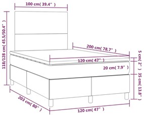 Cama box spring c/ colchão/LED 120x200 cm veludo rosa