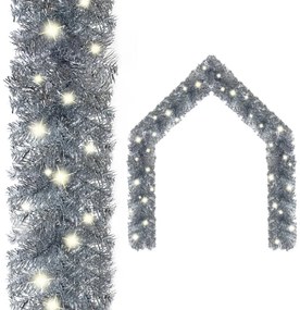 vidaXL Grinalda de Natal com luzes LED 5 m prateado