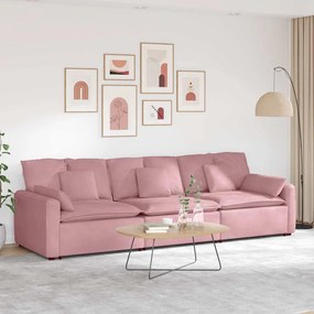 Sofá modular com almofadas rosa