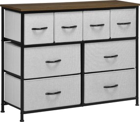 HOMCOM Cômoda 8 Gavetas Móvel de Armazenamento Gavetas de Tecido Dobrável Estrutura em Aço Preto 100x30x78 cm | Aosom Portugal