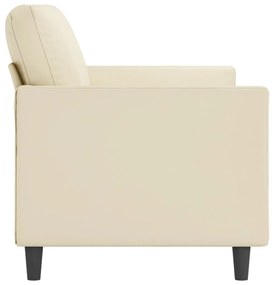 Sofá de 3 lugares 180 cm couro artificial cor creme