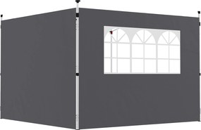 Outsunny Paredes Laterais para Tenda de 295x200 cm 2 Painéis de Tecido Oxford de 300x200 cm com Janela para Festas Cinzento Escuro | Aosom Portugal