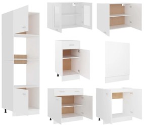 7 pcs conjunto armários de cozinha derivados de madeira branco