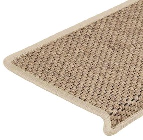 Tapetes escada adesivos aspeto sisal 15pcs 65x21x4cm cor areia