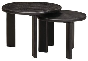 vidaXL Mesas de Café Empilháveis 2 pcs Branco Madeira de manga maciça