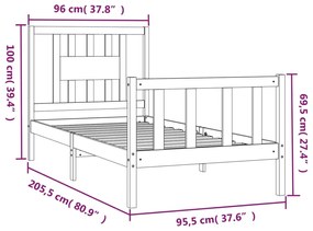 Estrutura de cama com cabeceira 90x200 cm pinho maciço