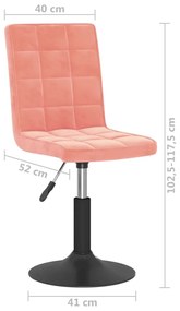 Cadeiras de jantar giratórias 2 pcs veludo rosa