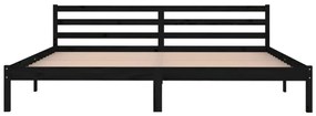 Estrutura de cama 200x200 cm pinho maciço preto