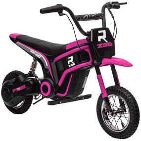 HOMCOM Motocicleta Elétrica para Crianças Motocicleta Infantil de 24V com Buzina Farol Acelerador Manual 8 16 Km/H 8-12 Anos Rosa | Aosom Portugal