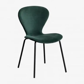 Cadeira De Jantar Empilhável Em Veludo Uit Verde Selva & Negro - Sklum