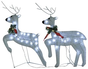 Decoração de Natal renas/trenó p/ exterior 100 luzes LED branco