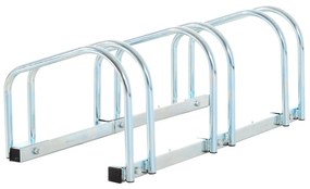 HOMCOM Estacionamento para 3 Bicicletas Suporte de Aço para Estacionar Bicicletas no Chão para Interior e Exterior 70,5x33x27cm Prata