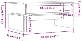 Mesa de centro 90x55x42,5 cm derivados madeira branco brilhante