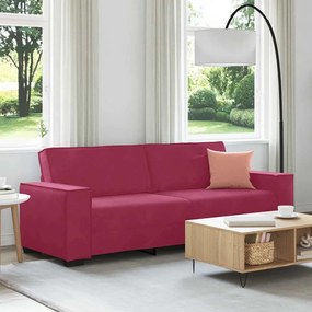 vidaXL Sofá de 3 lugares veludo 180 cm vermelho tinto