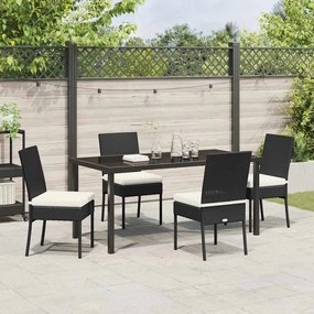 Conjunto de Jantar para Jardim com 5 Peças em Rattan Sintético Preto.