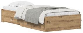 Cama vidaXL Artisan Carvalho 100x200 cm Madeira de engenharia