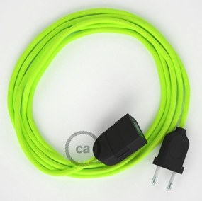 Cabo extensão em Seda Artificial Amarelo Neon RF10 2P 10A. Fabricado em Itália. - 1.5 Metros / Preto