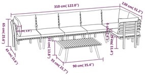 7 pcs conjunto lounge de jardim com almofadões acácia maciça