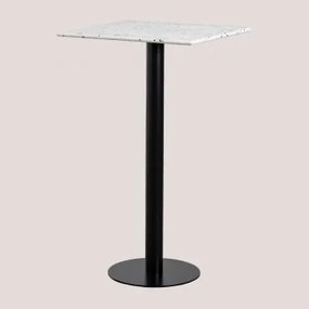 Mesa Alta De Bar Quadrada 60x60 Cm Em Terraço Dolce Terrazzo Marfim - Preto - Sklum