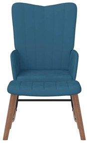 Cadeira de baloiço com banco veludo azul