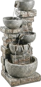 Fonte de Jardim com Luzes LED e Bomba Fonte Decorativa em Cascata de 5 Níveis 34x36x80 cm Multicolor