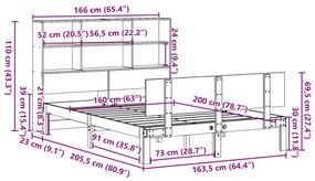 Cama com estante sem colchão 160x200 cm pinho maciço branco