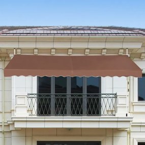 Toldo 400 cm telescópico e retrátil resistente aos raios UV impermeável com manivela altura regulável para janela varanda jardim Castanho
