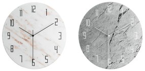 Relógio de Parede DKD Home Decor Cristal Cinzento Branco Mármore (30 x 4 x 30 cm) (2 pcs)