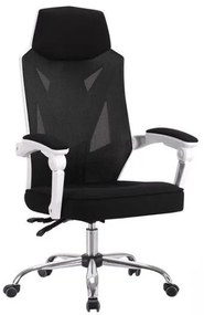 Cadeira de escritório GRAZ, branco, sincro, rede e tecido preto
