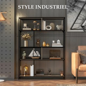 Estante de arrumação com 5 prateleiras, estrutura em aço, estilo industrial - 120 x 30 x 161 cm