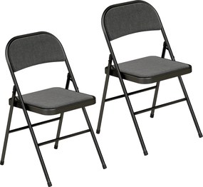 HOMCOM Conjunto de 2 cadeiras dobráveis cadeiras de jantar portáteis estrutura em aço dim. 45l x 46P x 78H cm preto | Aosom Portugal