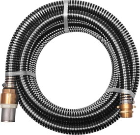 vidaXL Mangueira de sucção com conectores de latão 7 m 25 mm preto