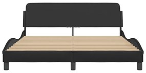 Estrutura cama c/ cabeceira 160x200 cm couro artificial preto