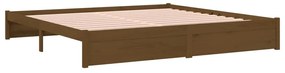 Estrutura de cama 200x200 cm madeira maciça castanho mel