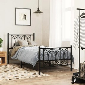 vidaXL Estrutura de cama com cabeceira e pés 90x200 cm metal preto