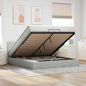 vidaXL Estrutura cama otomana colchões 200x200cm veludo cinzento claro