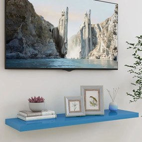 vidaXL Prateleira de parede suspensa 90x23,5x3,8 cm MDF azul