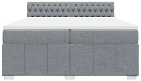 Cama com molas/colchão 200x200 cm tecido cinza-claro