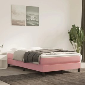 3120765 vidaXL Estrutura de cama com molas 120x200 cm veludo rosa